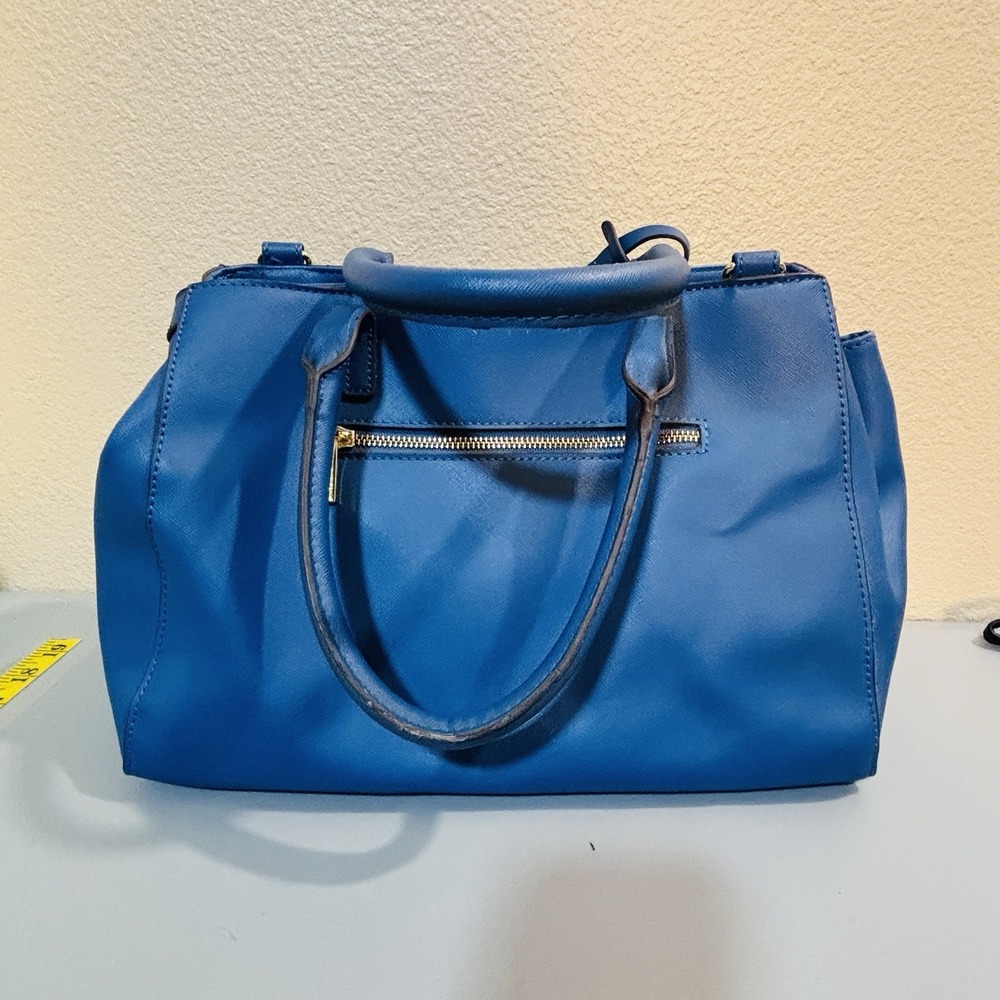 Kenneth Cole Reaction Blue Golf Purse Handbag Bag Roomy Double Handle Zip Clean - Picture 4 of 16